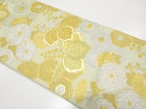 アンティーク　亀甲に桐・菊模様織り出し袋帯（材料）